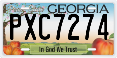 GA license plate PXC7274