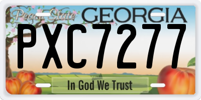 GA license plate PXC7277