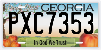 GA license plate PXC7353