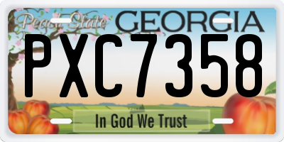 GA license plate PXC7358