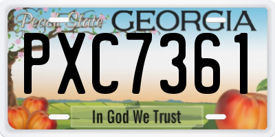 GA license plate PXC7361