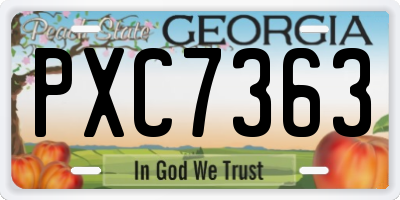 GA license plate PXC7363