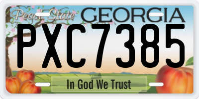 GA license plate PXC7385
