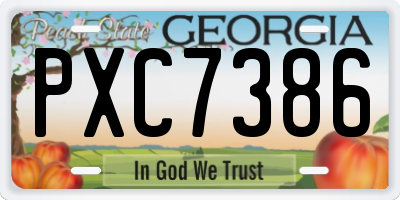 GA license plate PXC7386