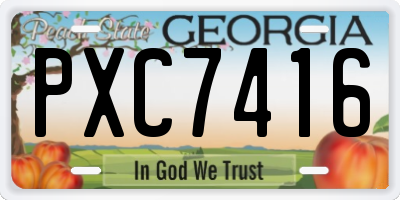GA license plate PXC7416