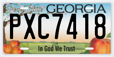 GA license plate PXC7418