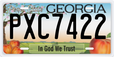 GA license plate PXC7422