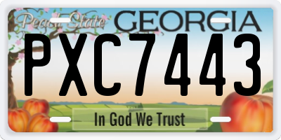 GA license plate PXC7443