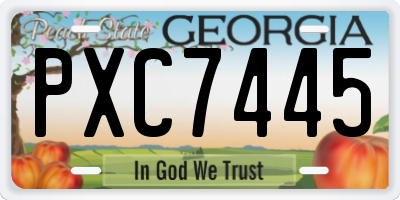 GA license plate PXC7445