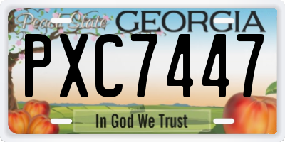 GA license plate PXC7447