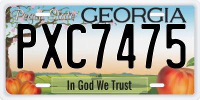 GA license plate PXC7475