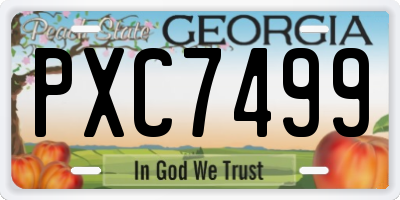 GA license plate PXC7499
