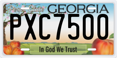 GA license plate PXC7500
