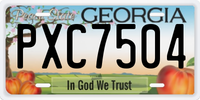 GA license plate PXC7504