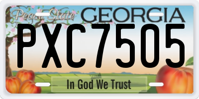 GA license plate PXC7505