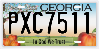 GA license plate PXC7511