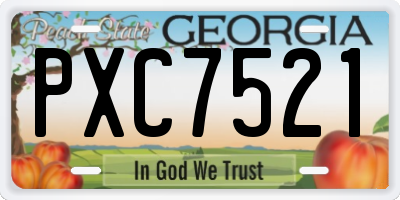 GA license plate PXC7521