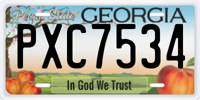 GA license plate PXC7534