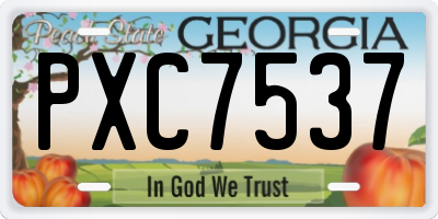 GA license plate PXC7537