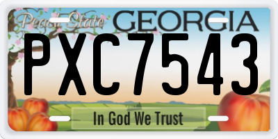 GA license plate PXC7543