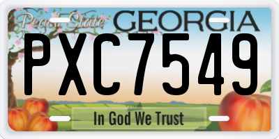 GA license plate PXC7549