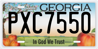 GA license plate PXC7550