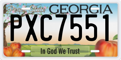 GA license plate PXC7551