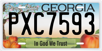 GA license plate PXC7593