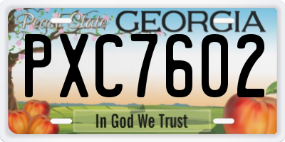 GA license plate PXC7602