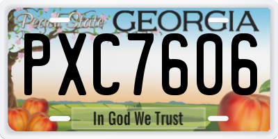 GA license plate PXC7606