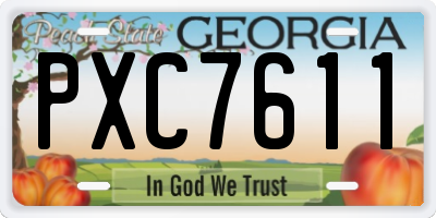 GA license plate PXC7611