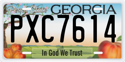 GA license plate PXC7614