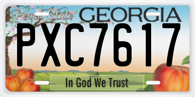 GA license plate PXC7617