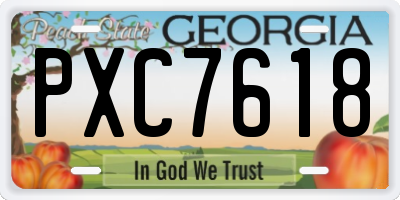 GA license plate PXC7618