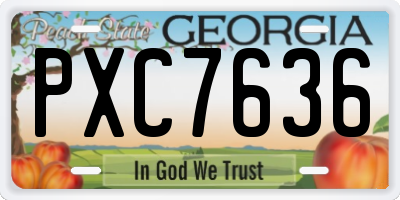 GA license plate PXC7636