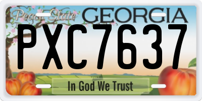 GA license plate PXC7637