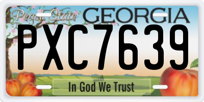 GA license plate PXC7639