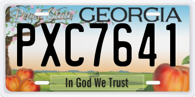 GA license plate PXC7641