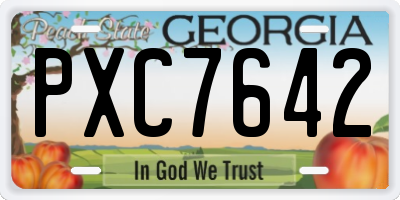 GA license plate PXC7642