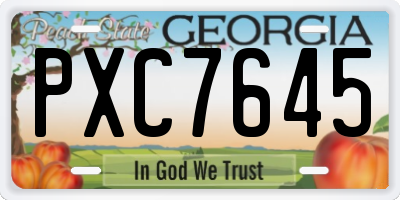 GA license plate PXC7645