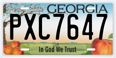 GA license plate PXC7647