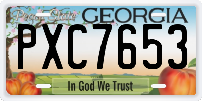 GA license plate PXC7653