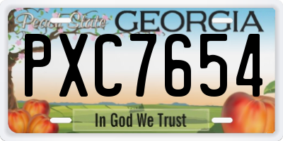 GA license plate PXC7654