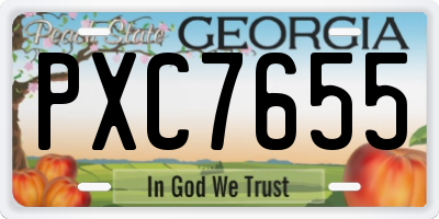 GA license plate PXC7655