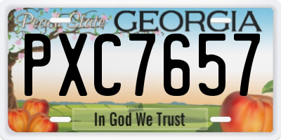 GA license plate PXC7657