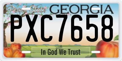 GA license plate PXC7658