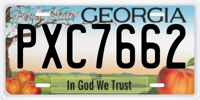 GA license plate PXC7662