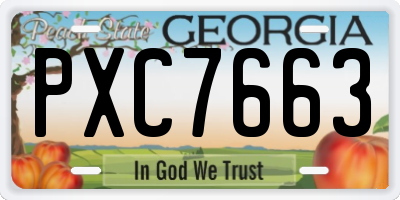 GA license plate PXC7663