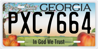 GA license plate PXC7664