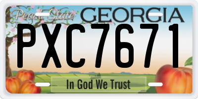 GA license plate PXC7671